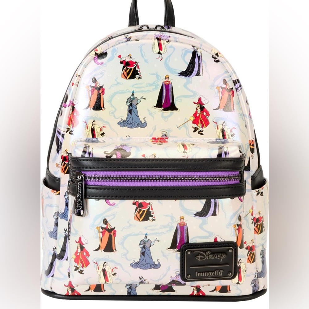 NWT Disney Villains Iridescent All-Over Print Mini Backpack